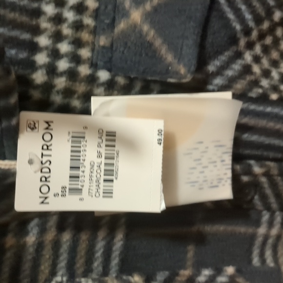 Thread and supply fleece button down women's charcoal BF plaid Small - Picture 3 of 8